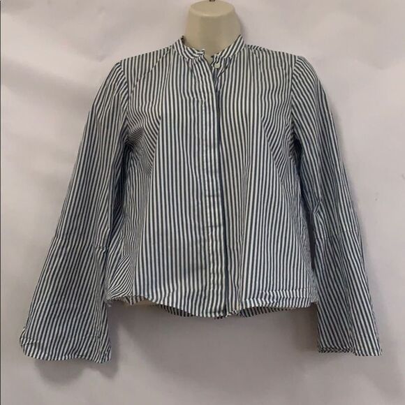 MADEWELL  BELL SLEEVE STRIPED‎ COTTON SHIRT SZ XXS - Picture 1 of 5